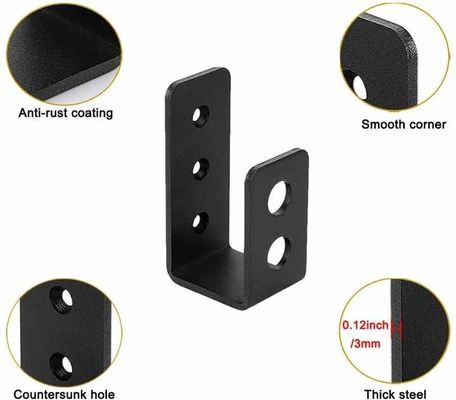OEM Custom Black Powder Coated Stamping Metal U Şekilli Kapı Barikat Brackets