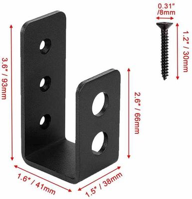 OEM Custom Black Powder Coated Stamping Metal U Şekilli Kapı Barikat Brackets