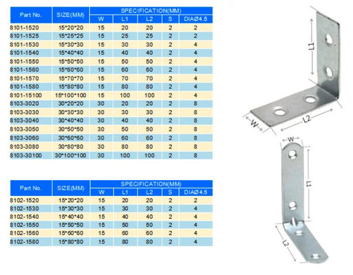 Köşeli Metal Bracket Raft Bracket Tek Yan Bracket Ahşap Yapı için Özel Boyut